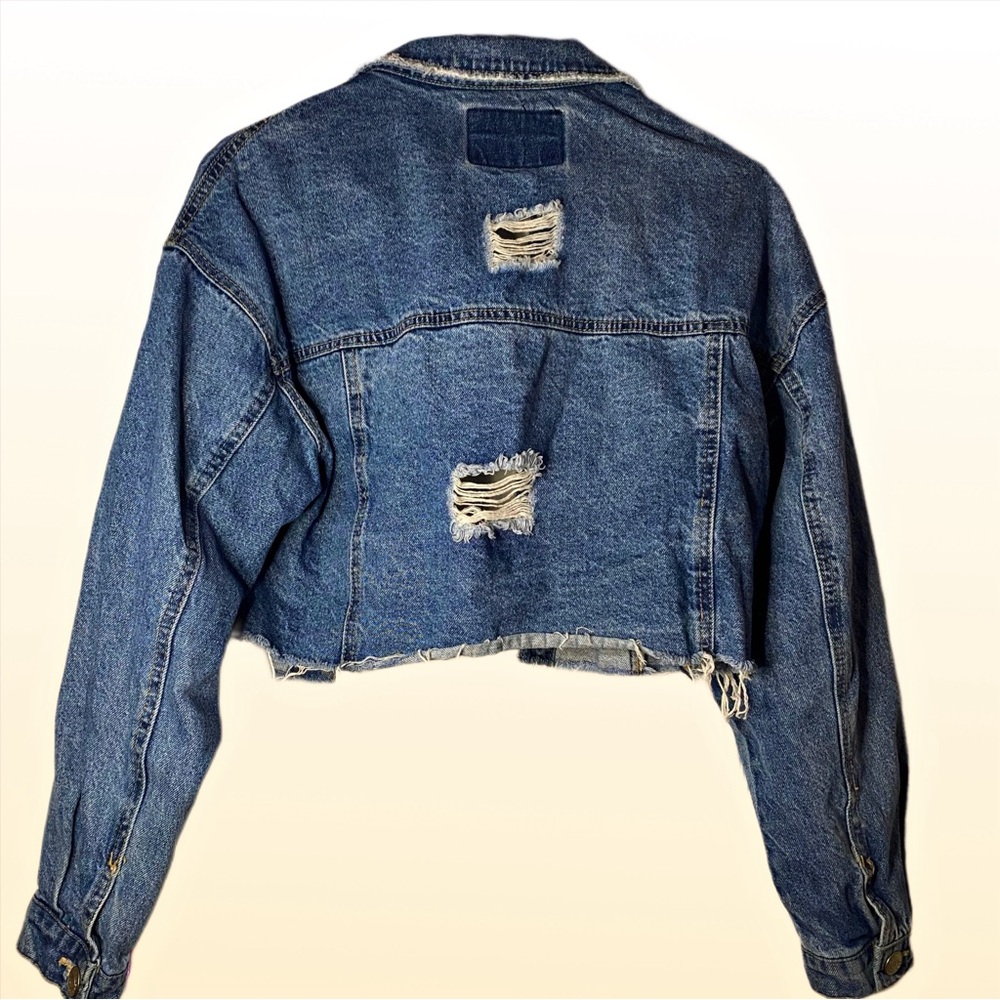 Cropped And Ripped Vintage Jean Jacket